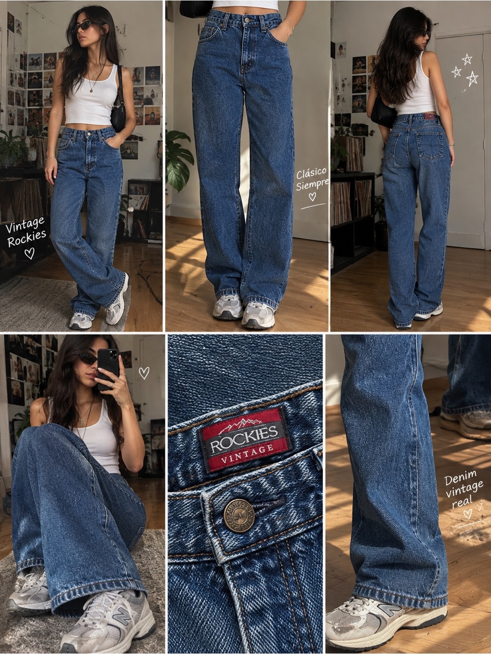 Rockies Women's Wide-Leg Vintage Jeans — Deep Blue